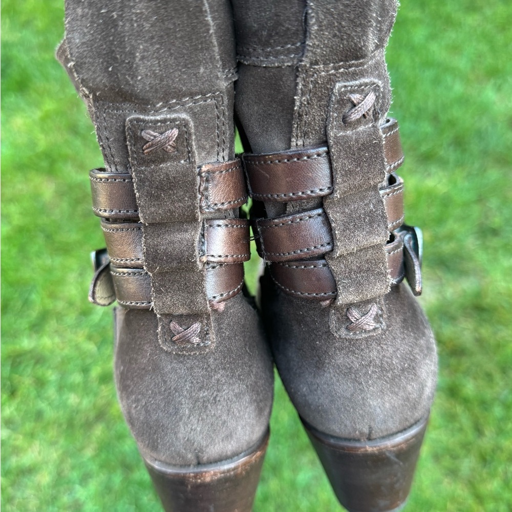 Suede Ankle Booties in Brown - Picture 4 of 16